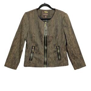 Dana Buchman Brown Snakeskin Motorcycle Style Jacket Women’s Size 14 Fall Winter